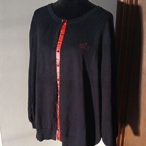 Quacker Factory Black Cardigan with Pink Accents